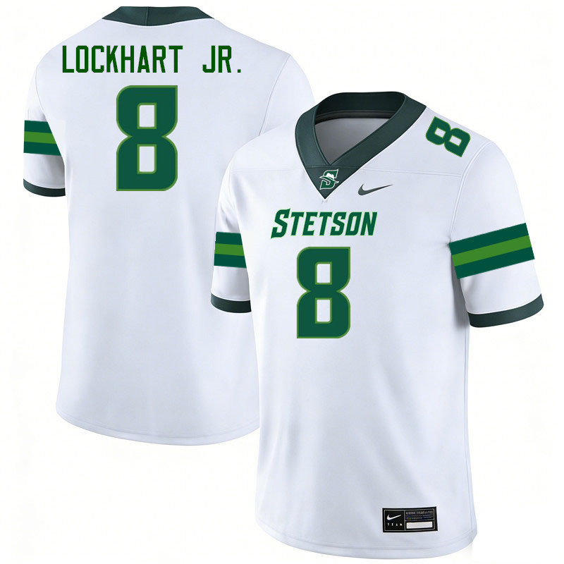 Stetson Hatters #8 Trey Lockhart Jr. College Football Jerseys,Uniforms-White